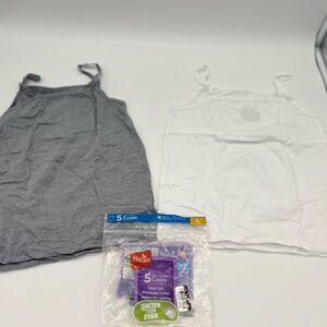 Girls Hanes 2 Pack Of Camis Size L Gray/white
